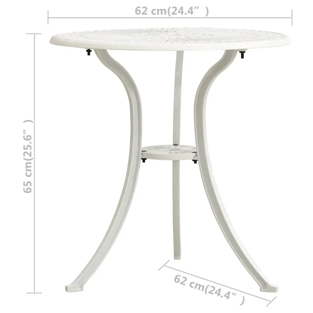 Garden Table Cast Aluminium White 62cm for Outdoor Patio Furniture