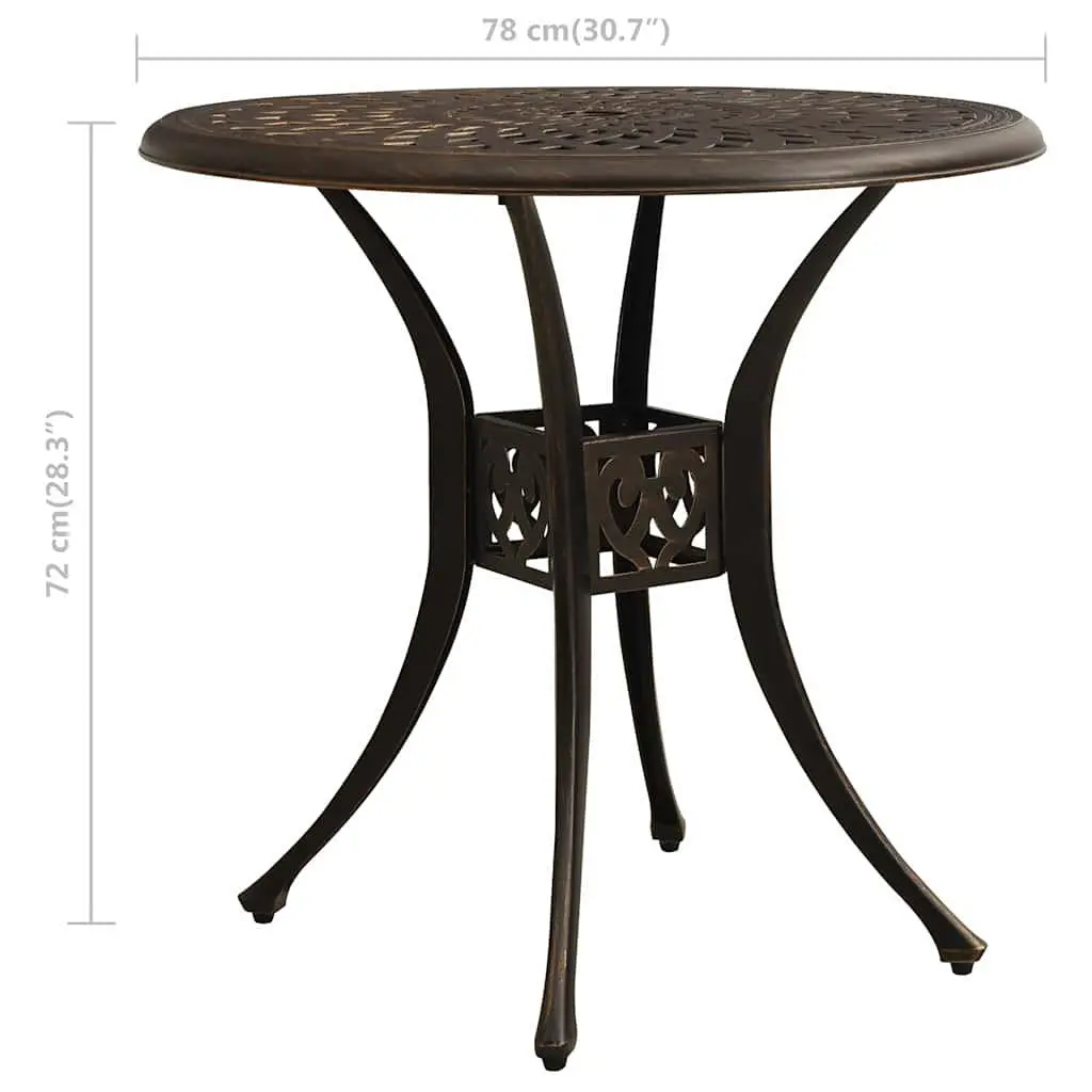 Garden Table Cast Aluminium Outdoor Patio Furniture Brown Square 78x78x72cm