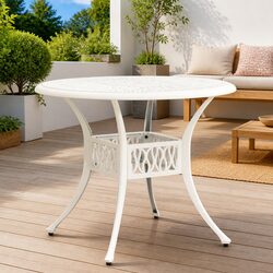 White Garden Table with Stable Cast Aluminium Frame