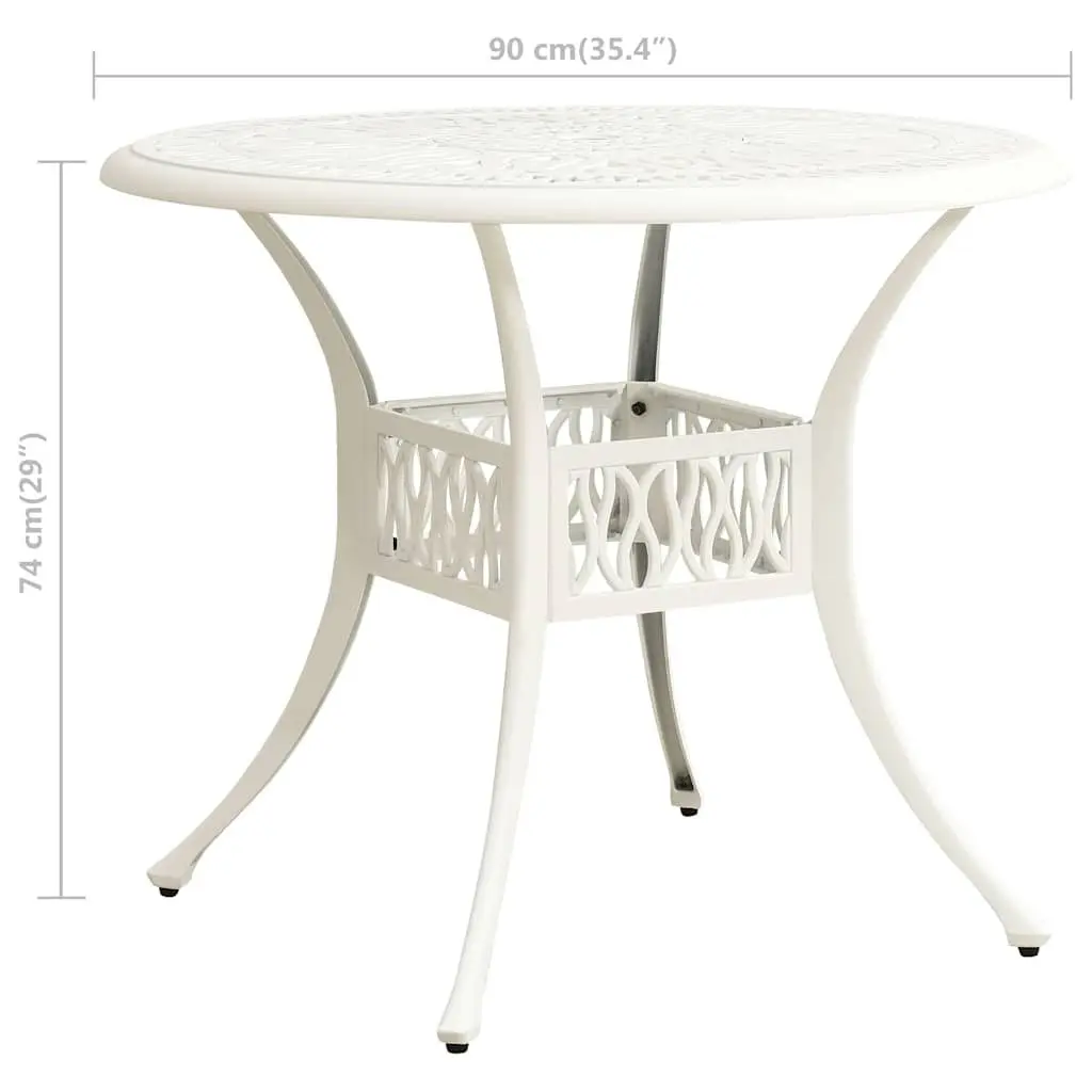 White Garden Table with Stable Cast Aluminium Frame