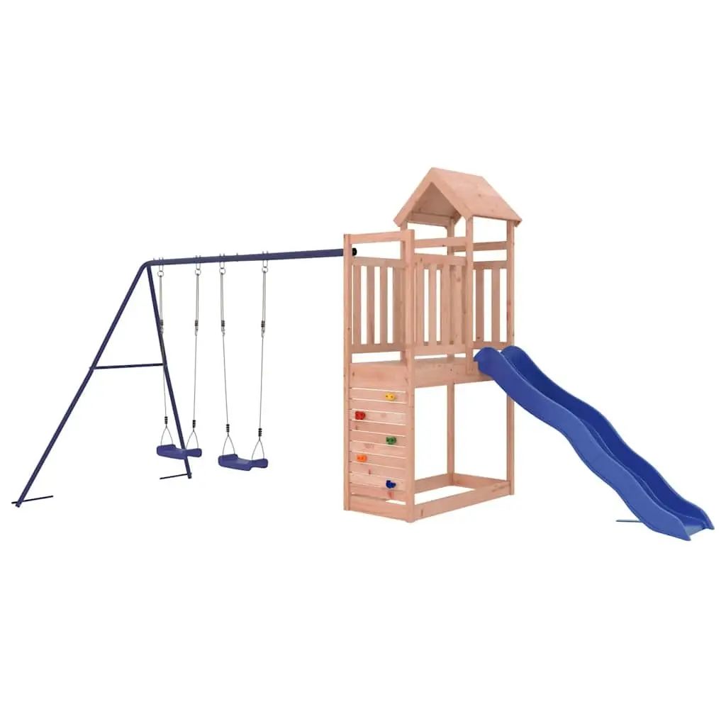 Outdoor Playset Climbing Frame Solid Wood 90 cm Height with Swing Slide Sandbox