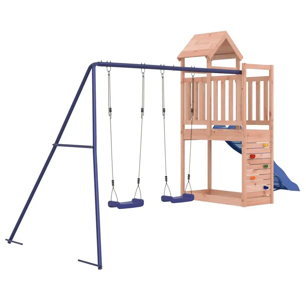 Outdoor Playset Climbing Frame Solid Wood 90 cm Height with Swing Slide Sandbox