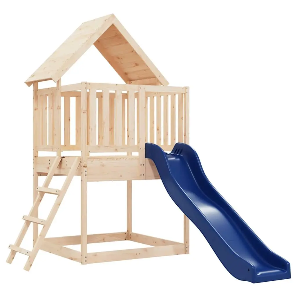 Wooden Outdoor Playset Climbing Frame with Wave Slide and Sandbox 90 cm Platform