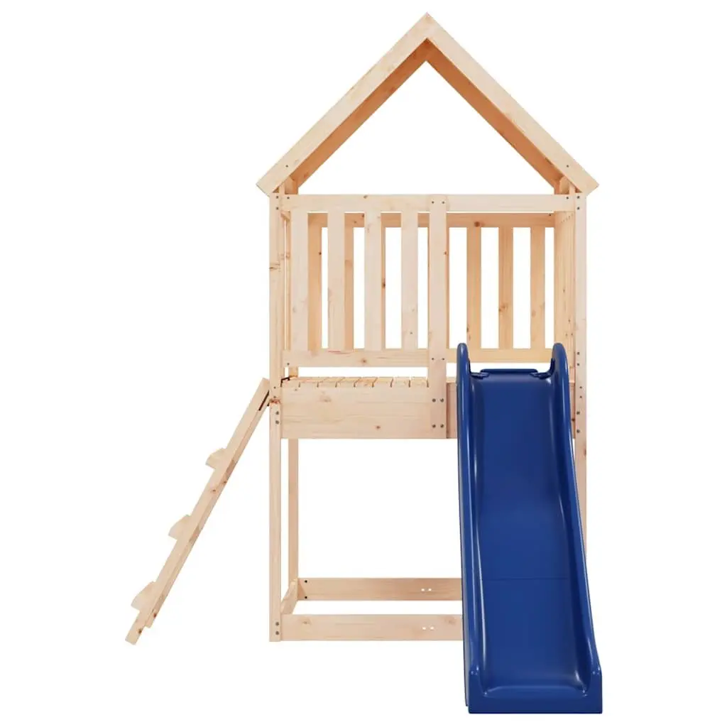 Wooden Outdoor Playset Climbing Frame with Wave Slide and Sandbox 90 cm Platform