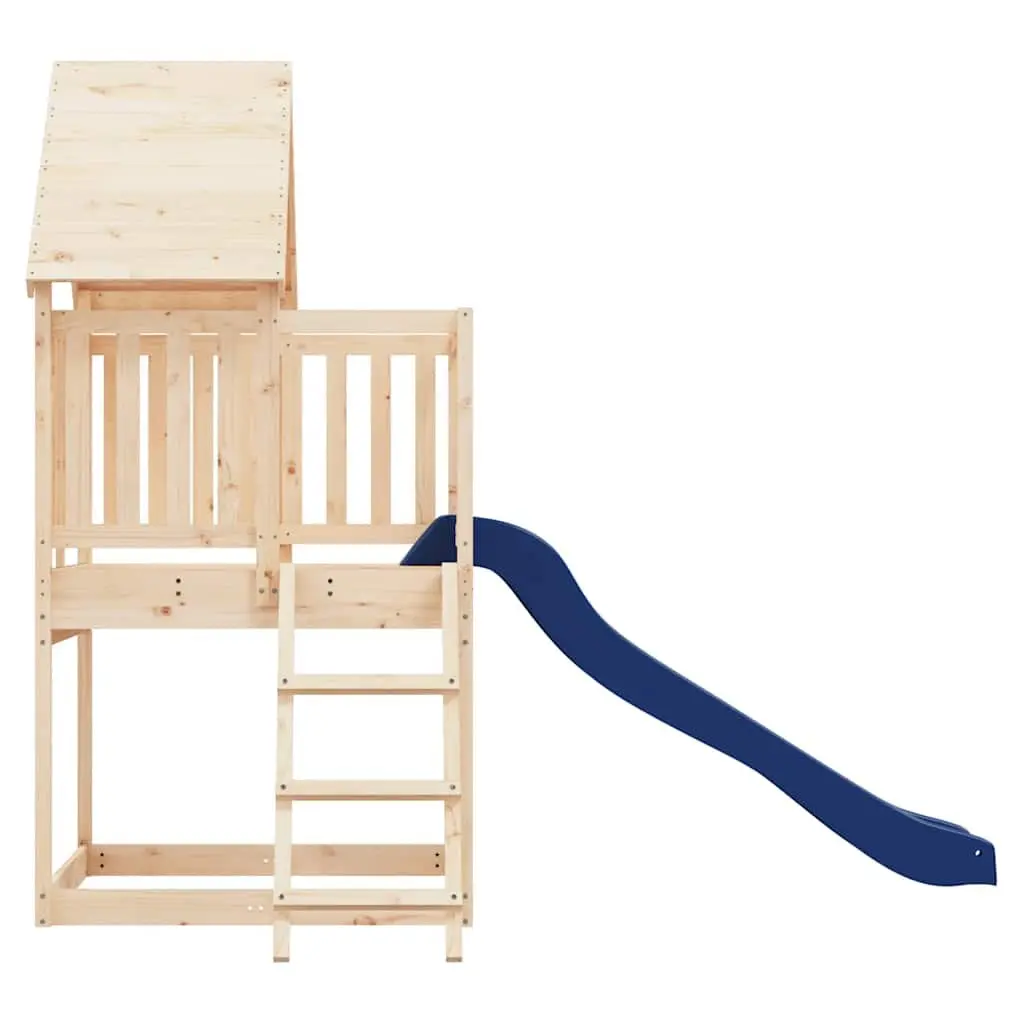 Wooden Outdoor Playset Climbing Frame with Wave Slide and Sandbox 90 cm Platform