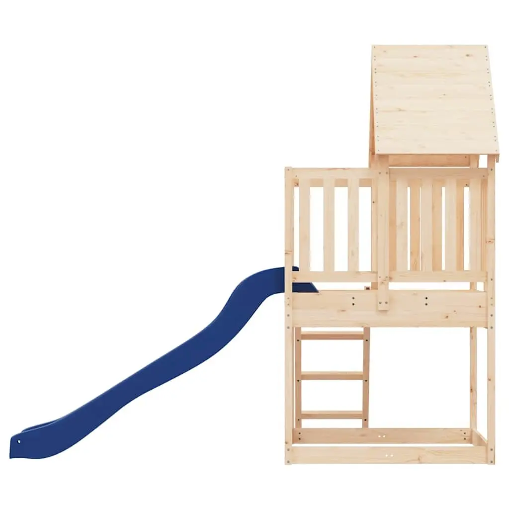 Wooden Outdoor Playset Climbing Frame with Wave Slide and Sandbox 90 cm Platform