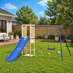 Your Backyard Awaits: Wooden Playset for Children