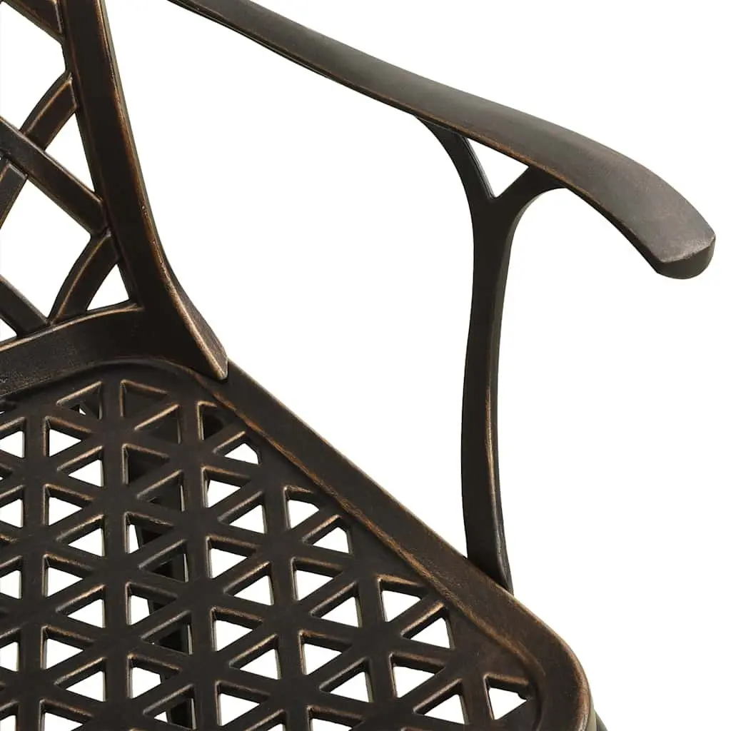 3 Piece Bistro Set Cast Aluminium Outdoor Garden Furniture Brown Patio Table