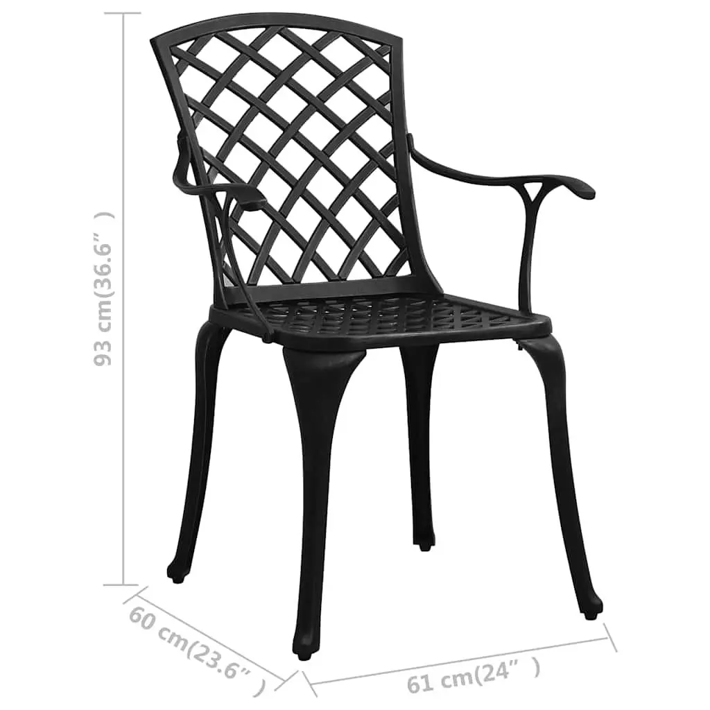 Bistro Set Cast Aluminium Black 3 Piece Outdoor Garden Furniture