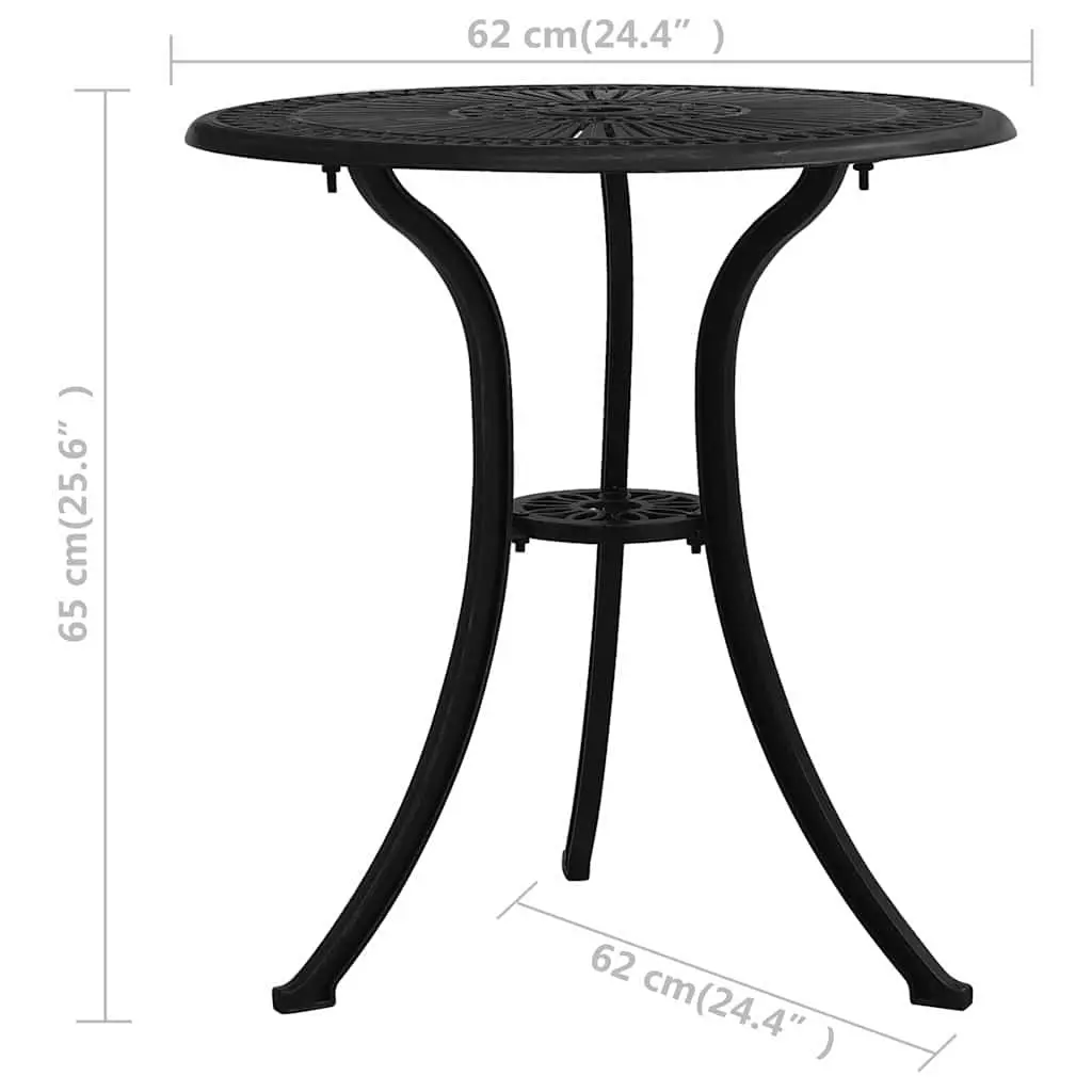 Bistro Set Cast Aluminium Black 3 Piece Outdoor Garden Furniture