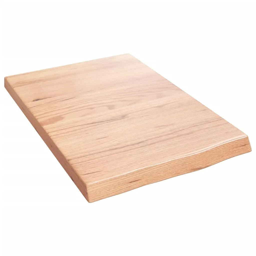 Bathroom Countertop Solid Oak Wood 40x60x4 cm Brown Varnished Live Edge
