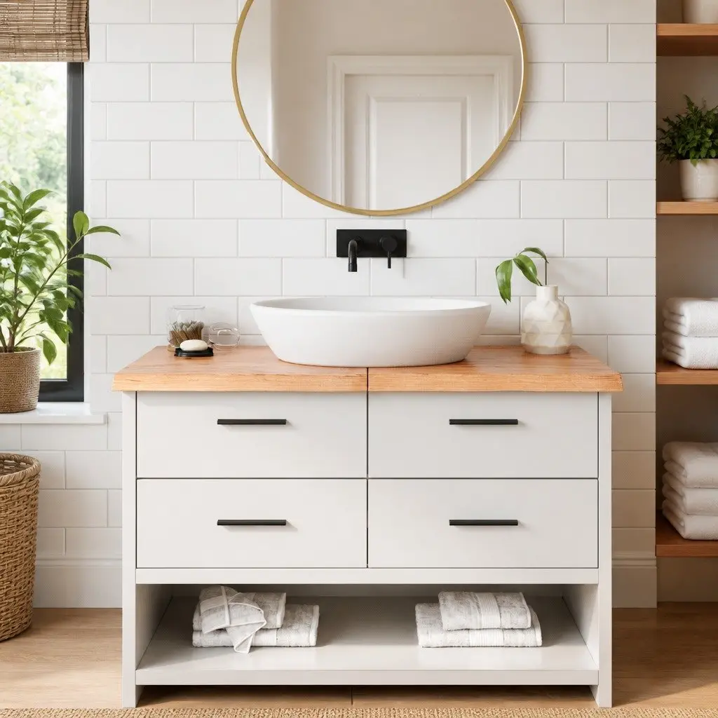 Solid Oak Bathroom Countertop 120x50x4 cm