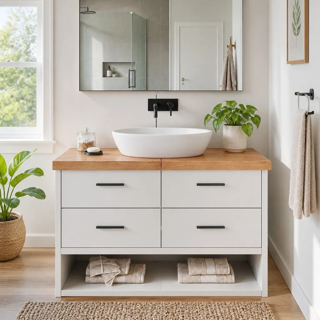 Bathroom Countertop Solid Oak Wood Brown Foldable 120x60x6cm