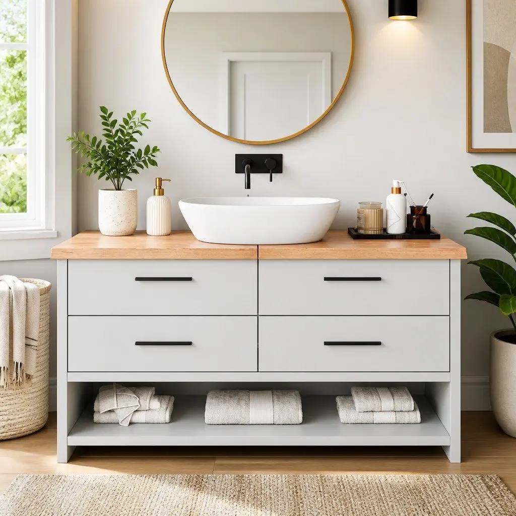 Solid Oak Wood Bathroom Countertop Handmade 160x60x4cm Brown Varnished Worktop