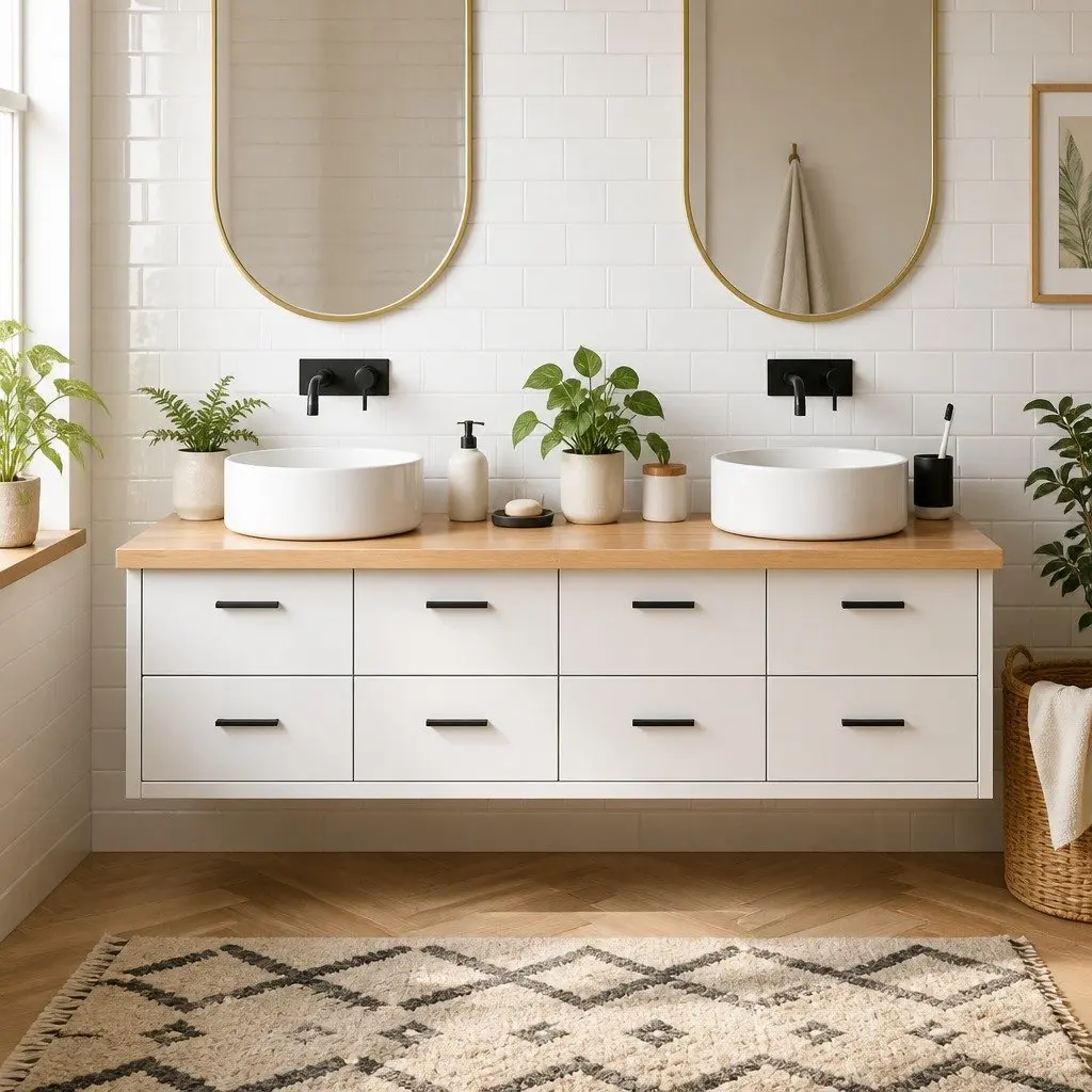 Bathroom Countertop Solid Wood Brown 180x60 cm Handmade Live Edge Varnished Surface