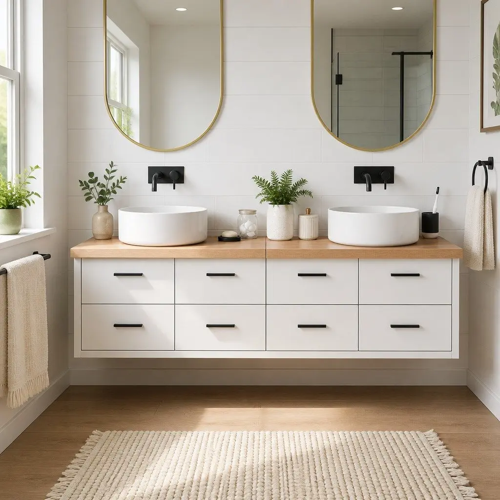 Bathroom Countertop Solid Oak Wood Light Brown 180x60cm Varnished Handmade