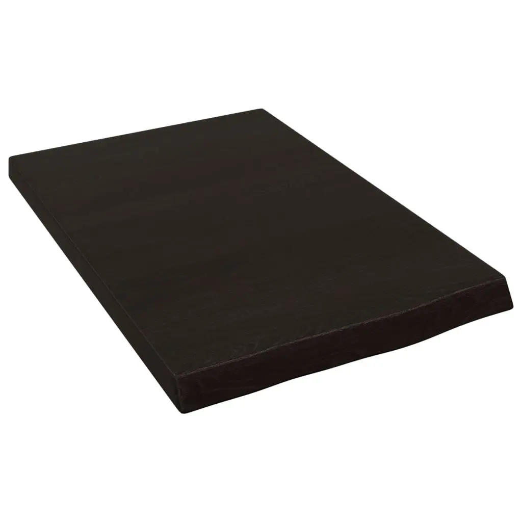 Bathroom Countertop Solid Oak Wood Handmade Live Edge 40x60x4cm Dark Treated Surface