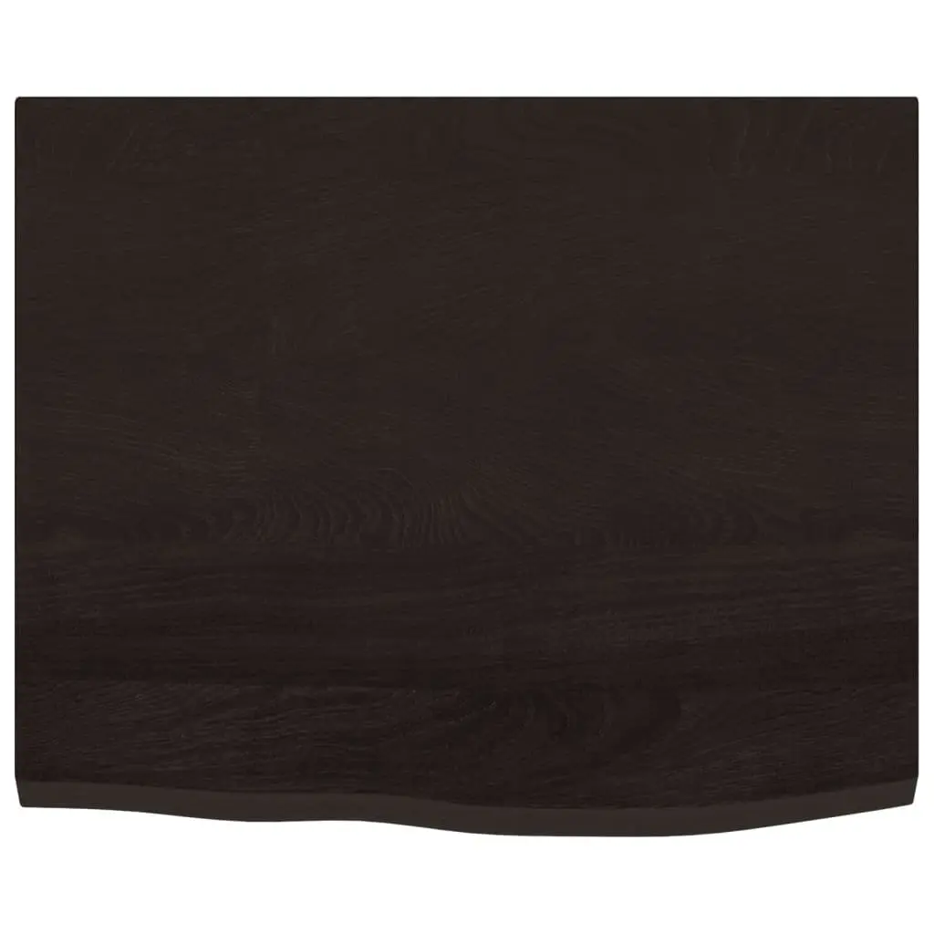 Solid Wood Bathroom Countertop Live Edge Dark Brown 60x50cm