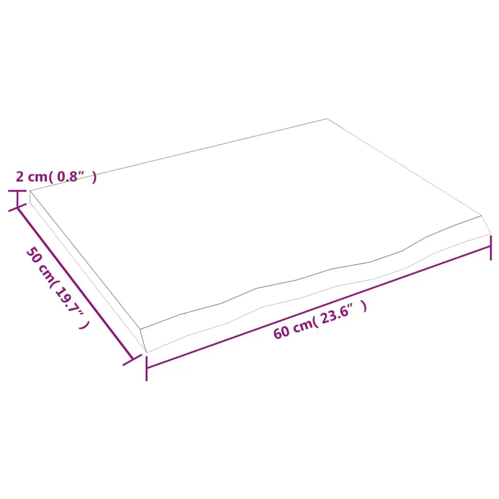 Solid Wood Bathroom Countertop Live Edge Dark Brown 60x50cm