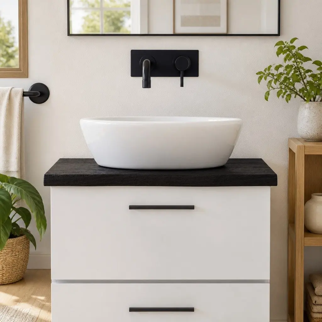 Bathroom Countertop Solid Wood Dark Brown Handmade Vanity Top 60 x 50 x 4 cm