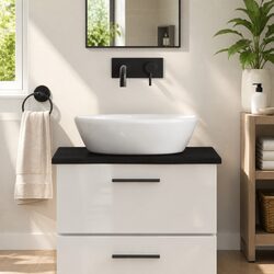 Bathroom Countertop Solid Oak Wood Dark Brown Treated Handmade Live Edge Vanity