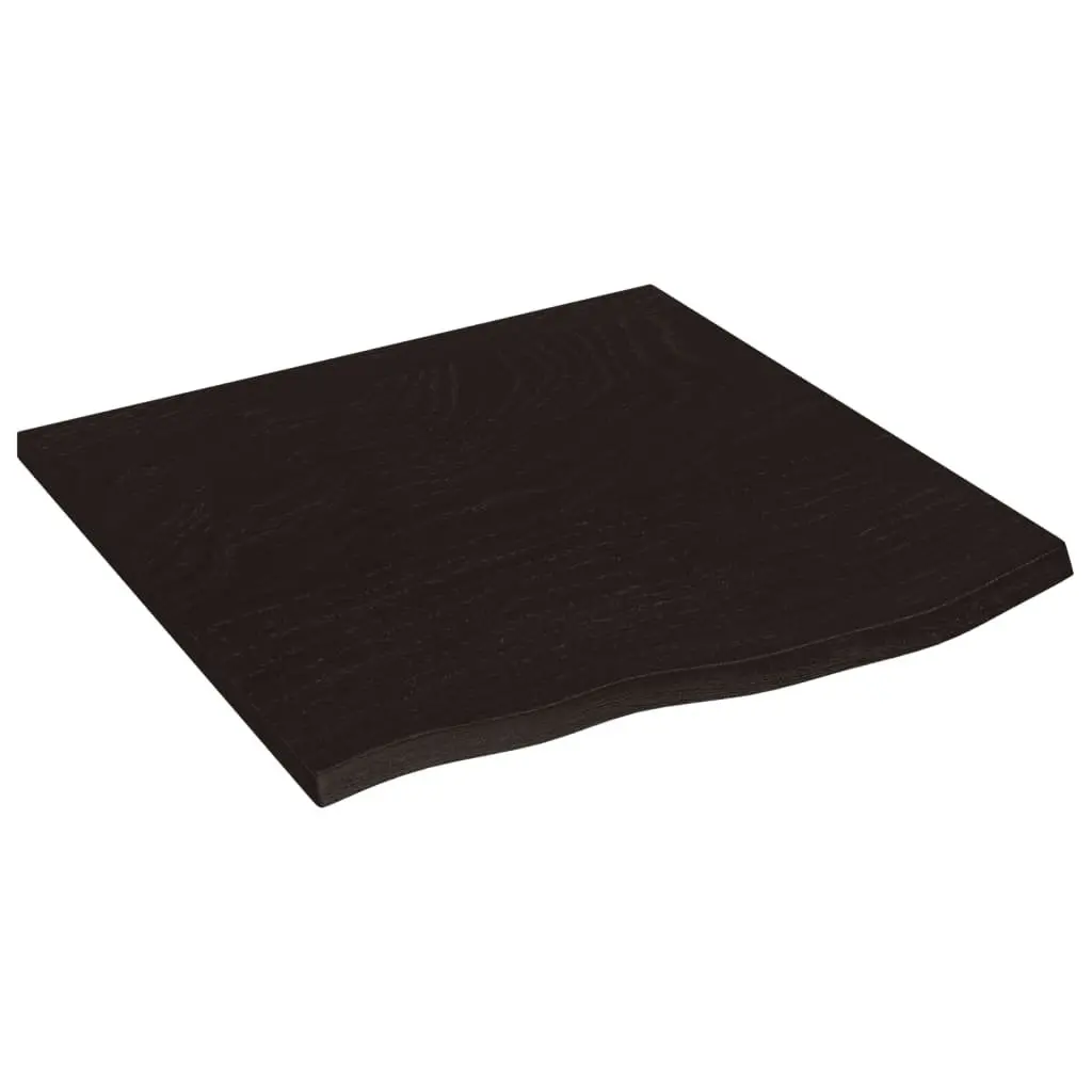 Solid Oak Wood Bathroom Countertop Handmade Live Edge Dark Brown 60x60x2cm