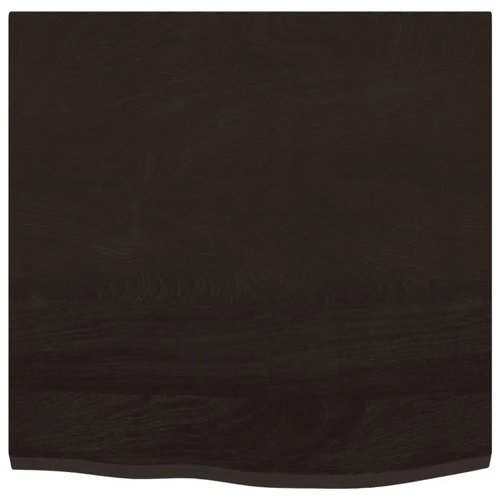Solid Oak Wood Bathroom Countertop Handmade Live Edge Dark Brown 60x60x2cm