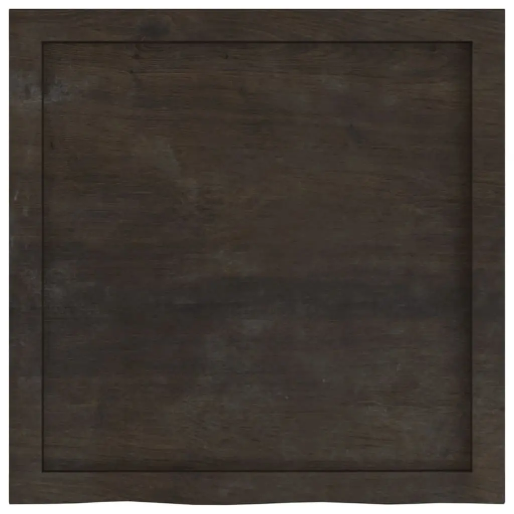 Bathroom Countertop Solid Oak Wood Dark Brown Treated Handmade Live Edge 60x60x4cm