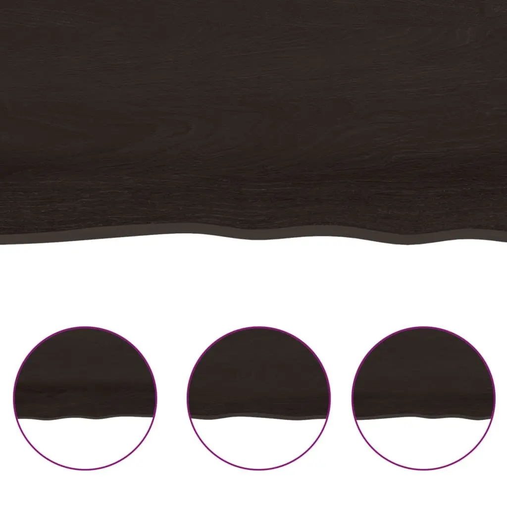 Bathroom Countertop Solid Oak Wood Dark Brown Treated Vanity Top 80x50cm