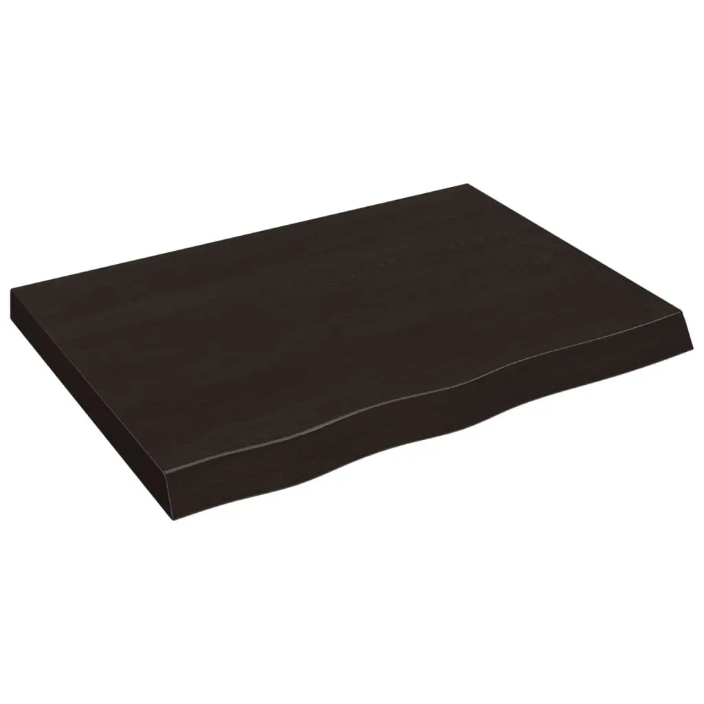 Bathroom Countertop Vanity Top Handmade Solid Oak Wood Dark Brown 80 x 60 x 6 cm