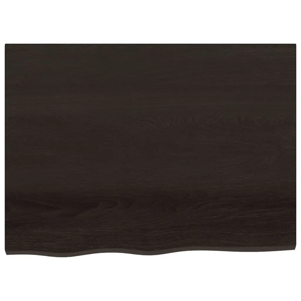 Bathroom Countertop Vanity Top Handmade Solid Oak Wood Dark Brown 80 x 60 x 6 cm