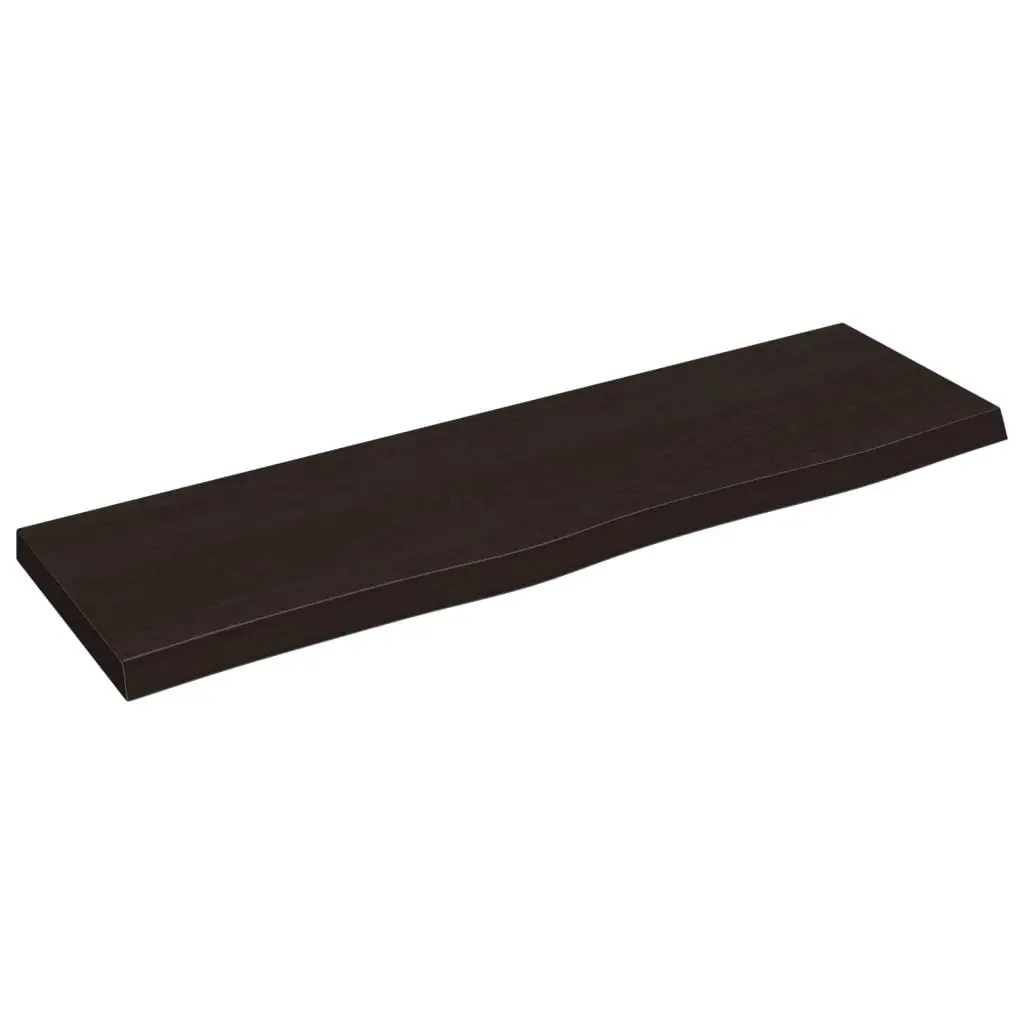 Bathroom Countertop Solid Oak Wood Live Edge Dark Brown 100x30cm