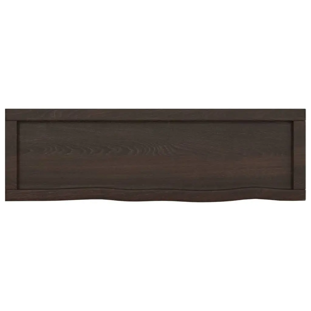 Bathroom Countertop Solid Oak Wood Live Edge Dark Brown 100x30cm