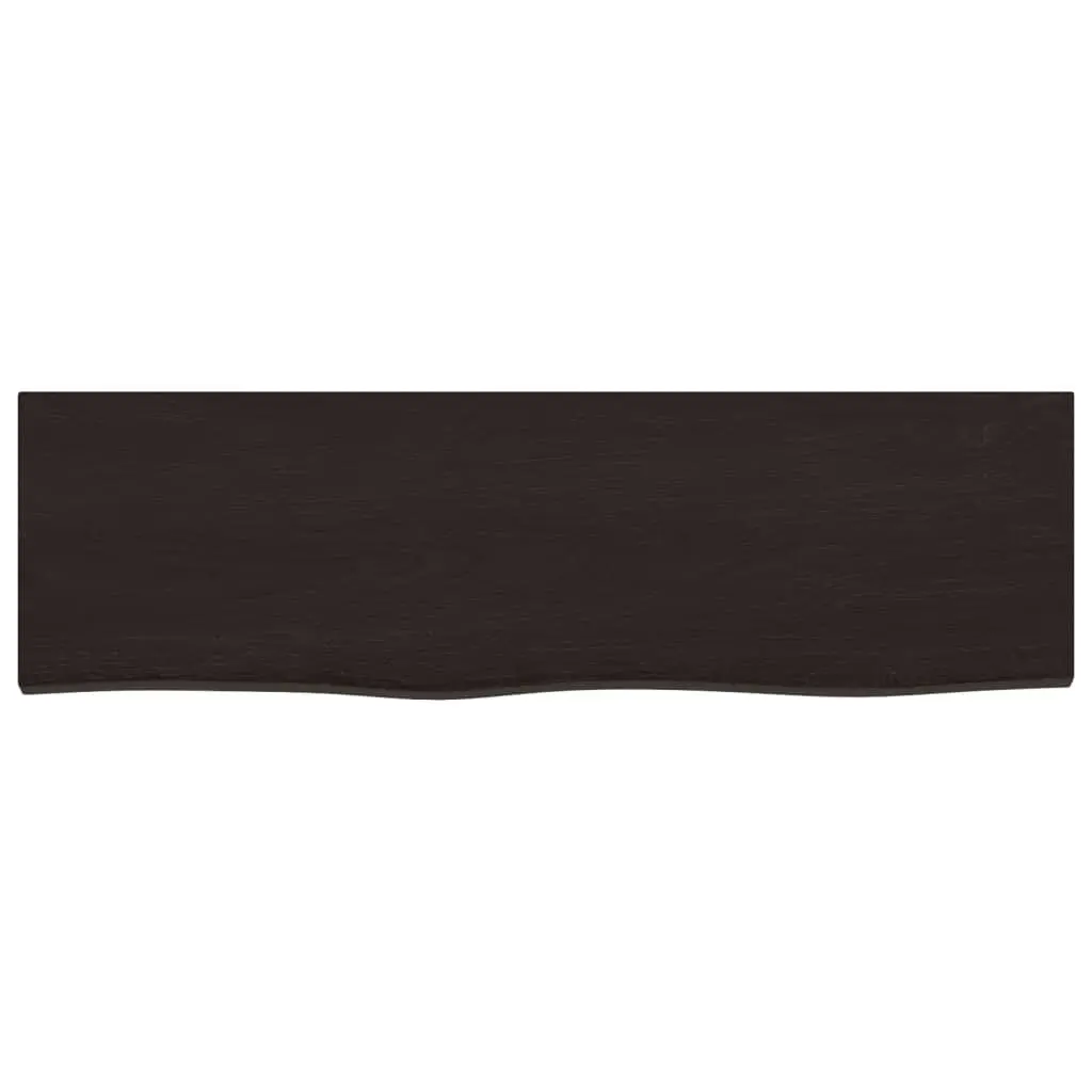 Bathroom Countertop Solid Oak Wood Live Edge Dark Brown 100x30cm