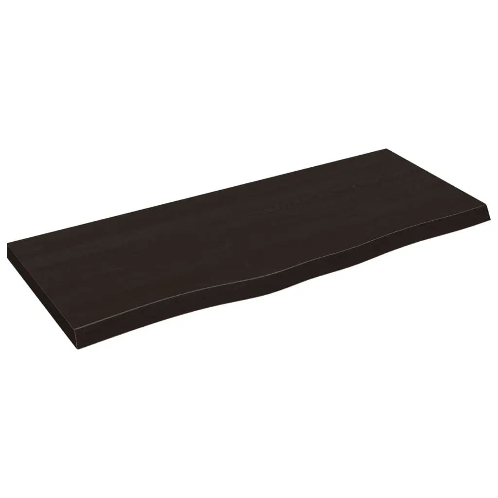 Solid Oak Bathroom Countertop Dark Brown Treated 100x40x4cm
