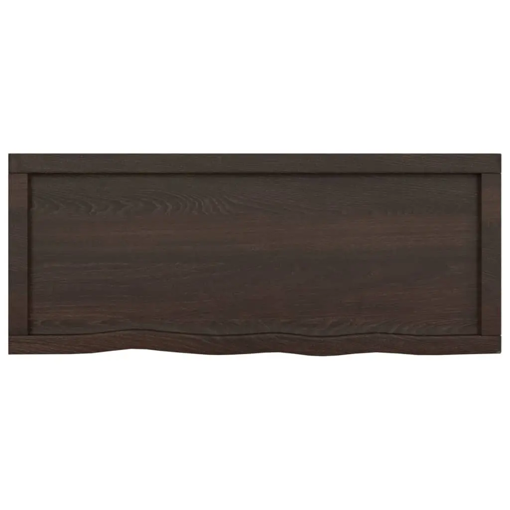 Solid Oak Bathroom Countertop Dark Brown Treated 100x40x4cm