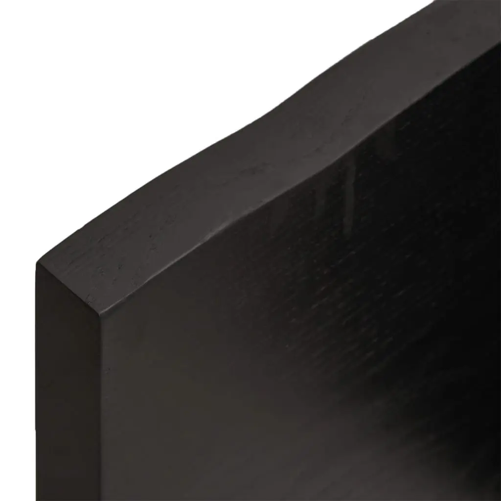 Solid Oak Bathroom Countertop Dark Brown Treated 100x40x4cm
