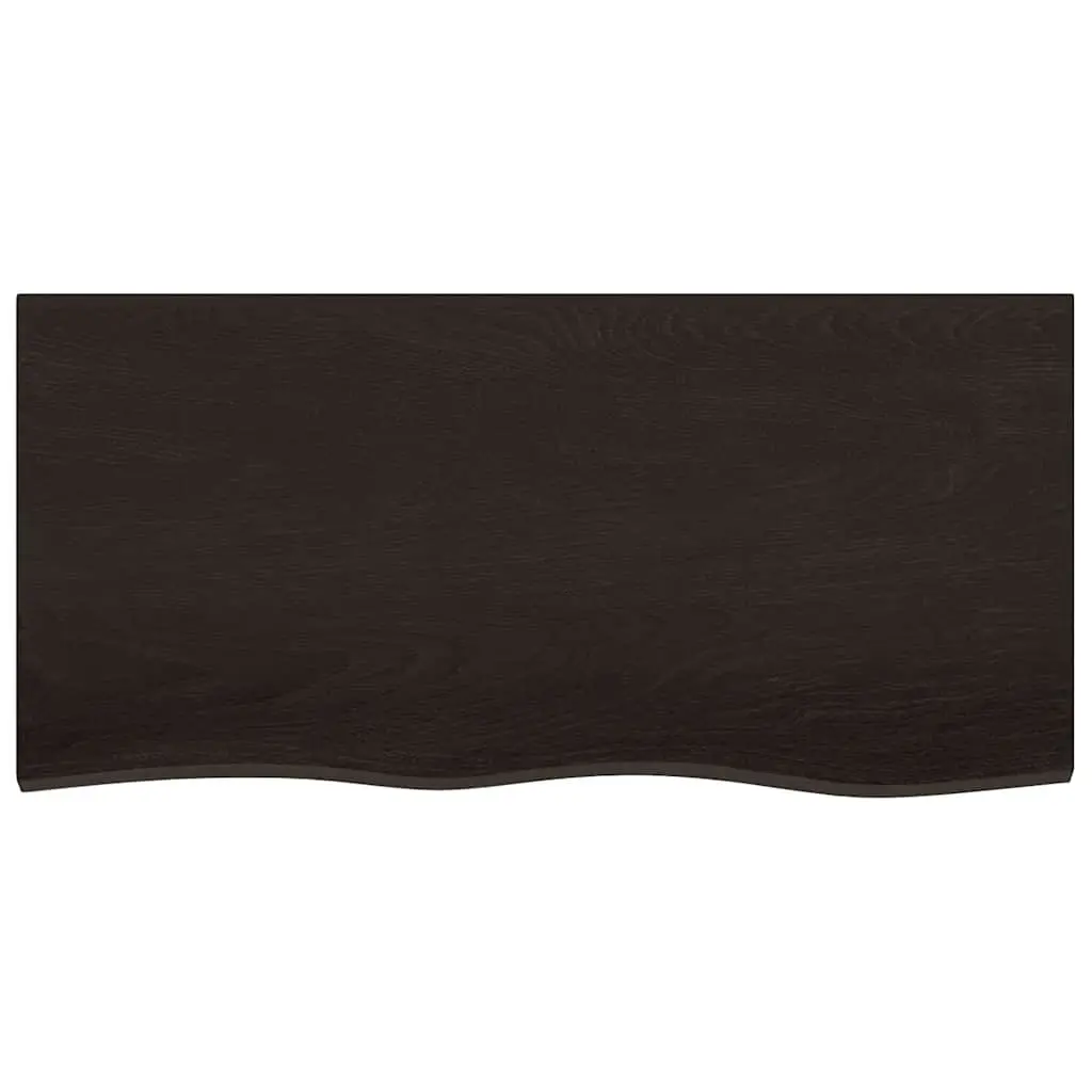 Bathroom Countertop Solid Oak Wood Dark Brown Treated Live Edge 100 x 50 x 2 cm