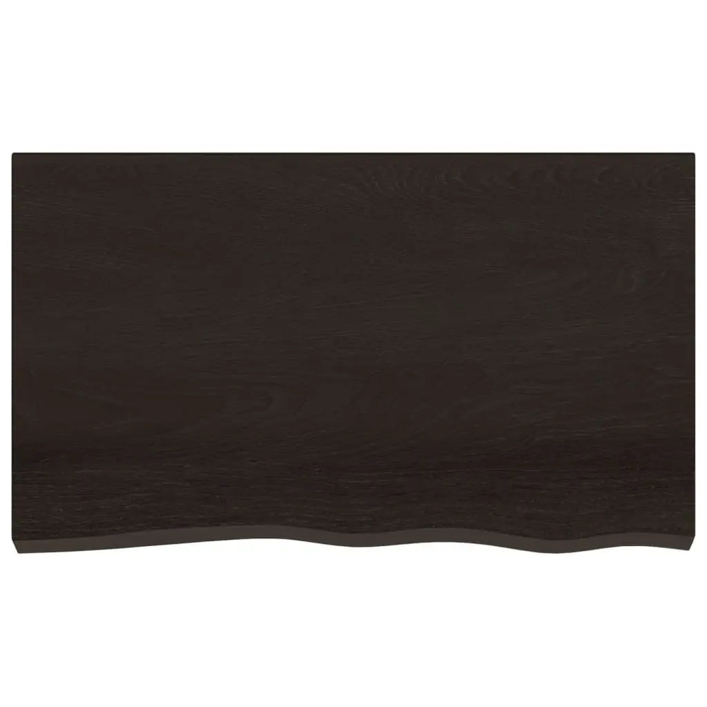 Bathroom Countertop Solid Oak Wood Dark Brown Handmade Live Edge 100x60cm