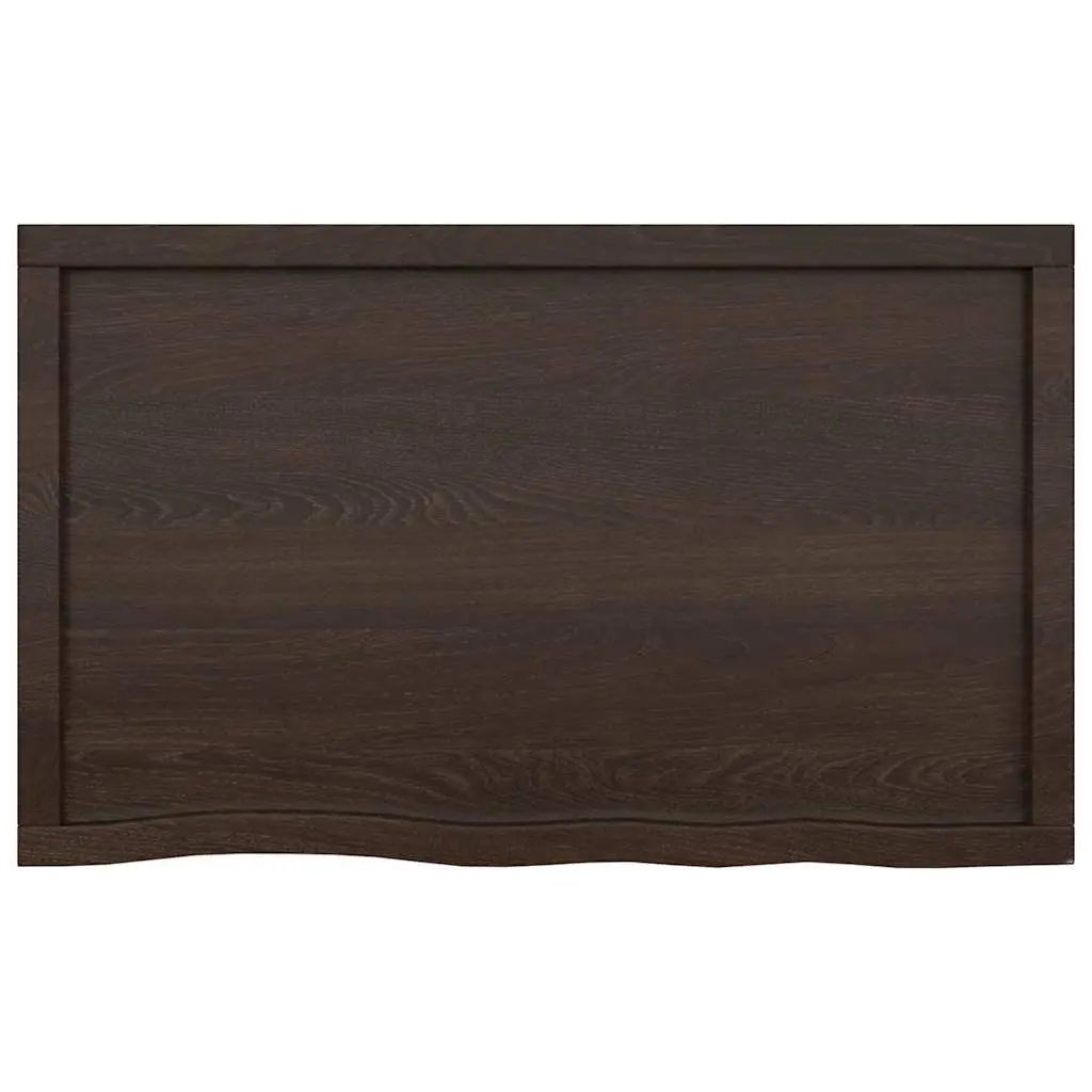 Bathroom Countertop Dark Brown Treated Solid Oak Wood Vanity Top 100 x 60 x 6 cm