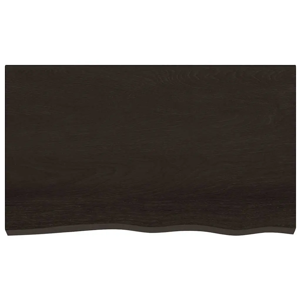 Bathroom Countertop Dark Brown Treated Solid Oak Wood Vanity Top 100 x 60 x 6 cm
