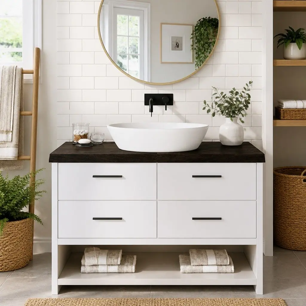 Bathroom Countertop Solid Oak Wood Dark Brown 120x50x6cm