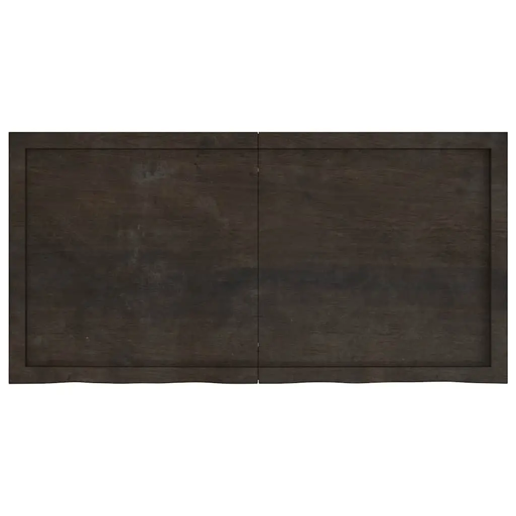 Solid Wood Bathroom Countertop Handmade Live Edge Dark Brown 120 x 60 x 4 cm