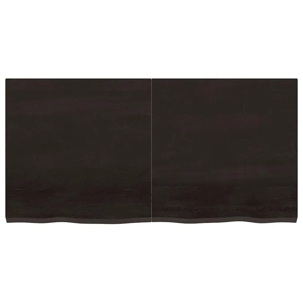 Solid Wood Bathroom Countertop Handmade Live Edge Dark Brown 120 x 60 x 4 cm