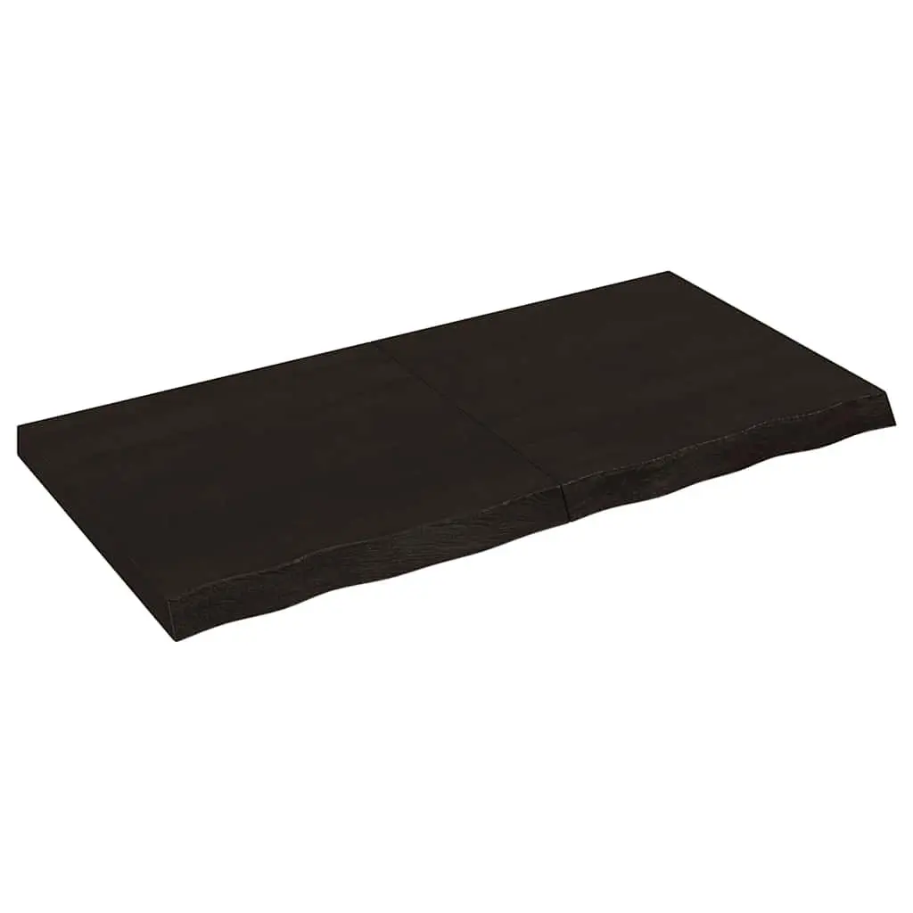 Dark Brown Treated Solid Wood Bathroom Countertop 120x60x6 cm Vanity Worktop