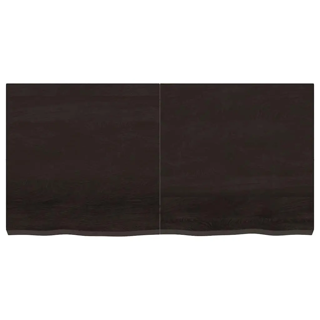 Dark Brown Treated Solid Wood Bathroom Countertop 120x60x6 cm Vanity Worktop
