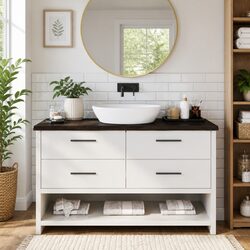 Bathroom Countertop Worktop 140x40cm Dark Brown Treated Solid Wood Vanity Top