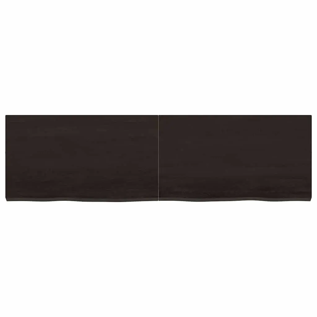 Bathroom Countertop Solid Oak Wood Dark Brown 140x40cm Handmade Live Edge