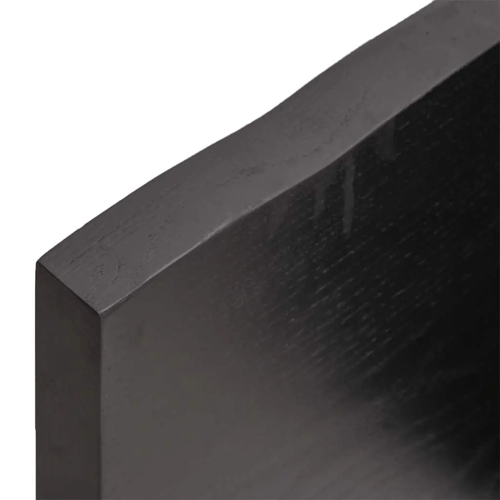 Bathroom Countertop Solid Oak Wood Dark Brown 140x40cm Handmade Live Edge