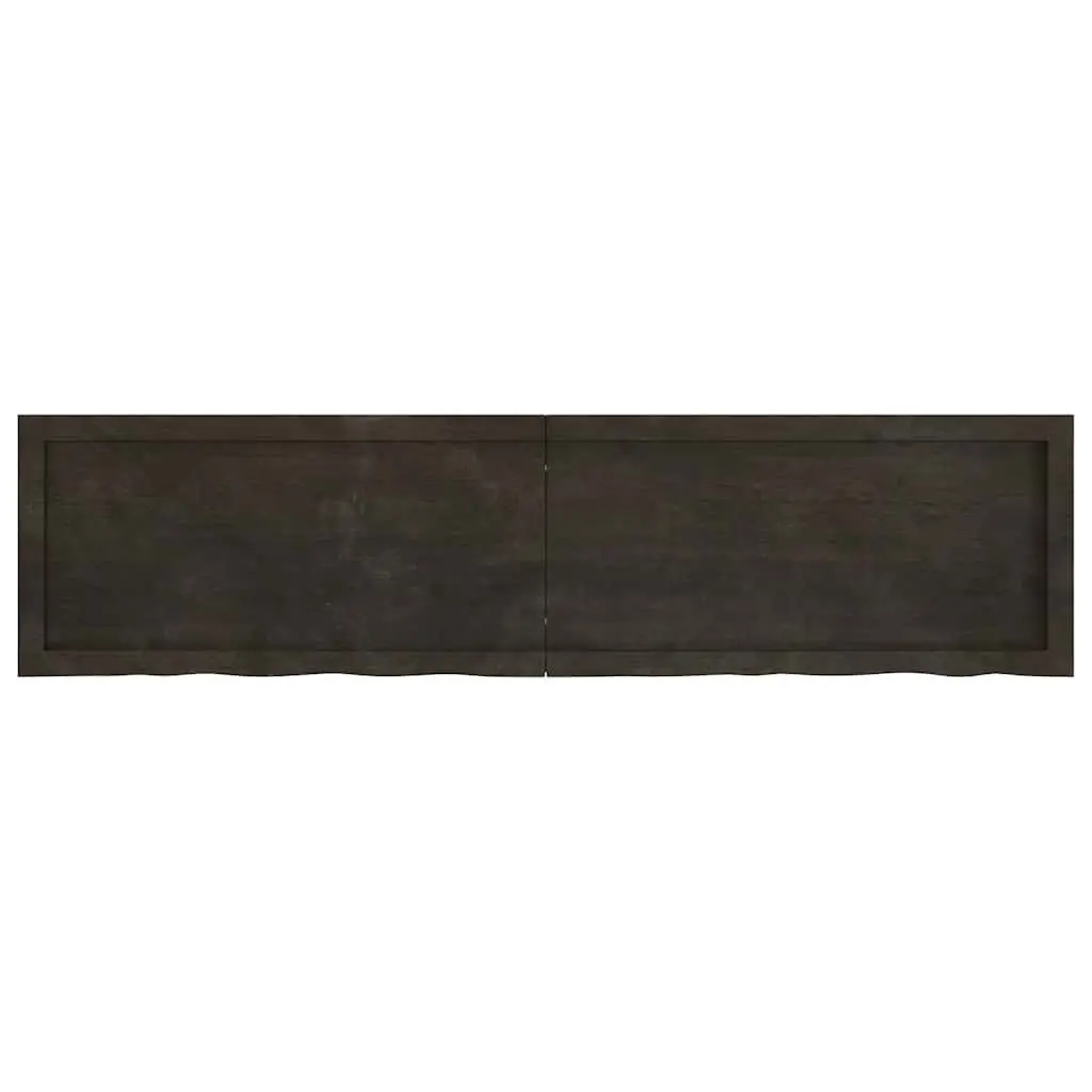 Bathroom Countertop Solid Oak Dark Brown Live Edge 160x40x4cm